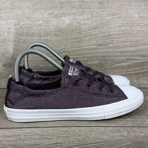Converse CT All-Star Shoreline Big Girl Sz 5  Purple Shimmer Slip On Sneakers